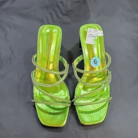 BRAND NEW UNILODY MULTI-STRAP SLIP-ON SQUARE TOE BLOCK  HEEL SANDAL - Picture 3 of 16